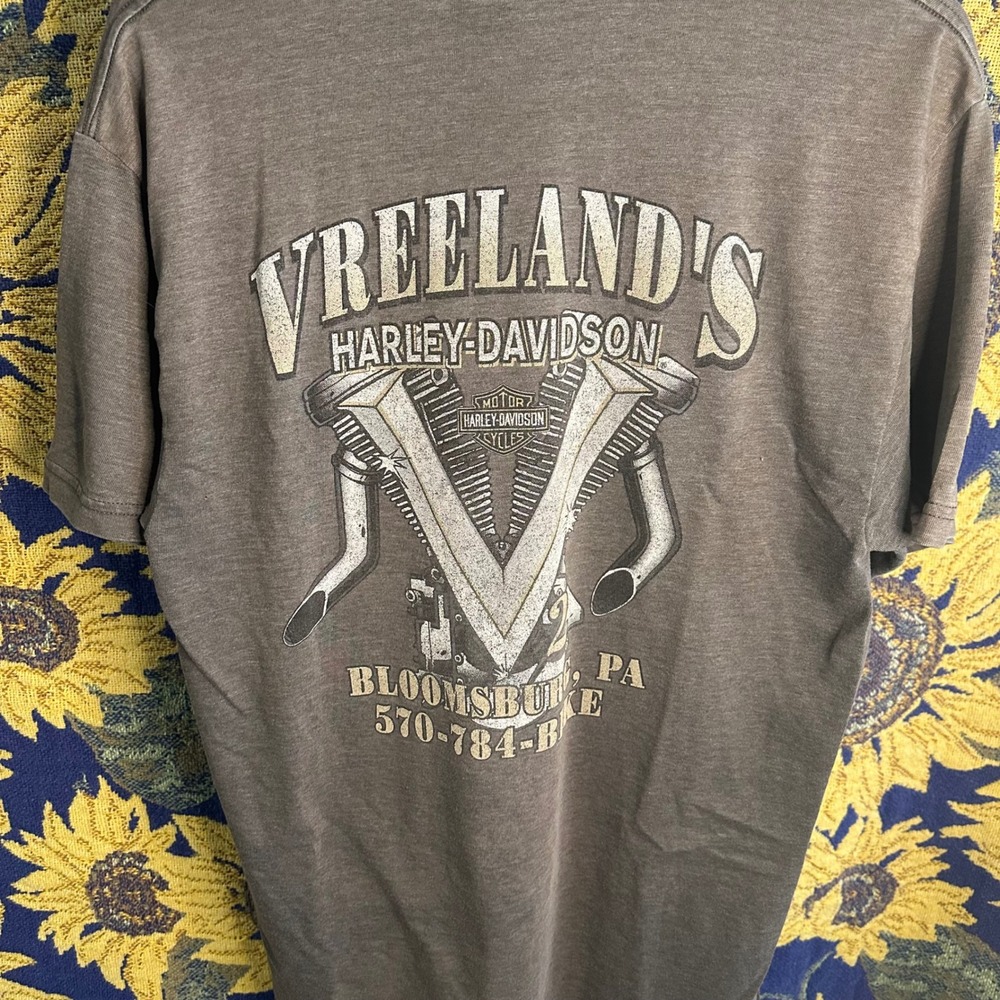 Vintage 90s Harley-Davidson V-Twin Tee Medium Vreeland's PA R.K. Stratman Hanes